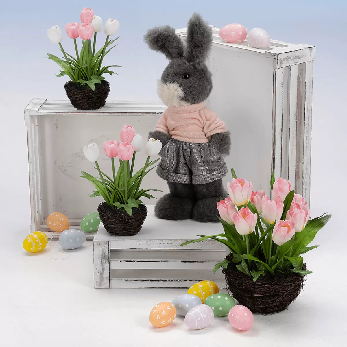DecoWoerner Lapin De Pâques Décoratif En Peluche 40 Cm De Haut,