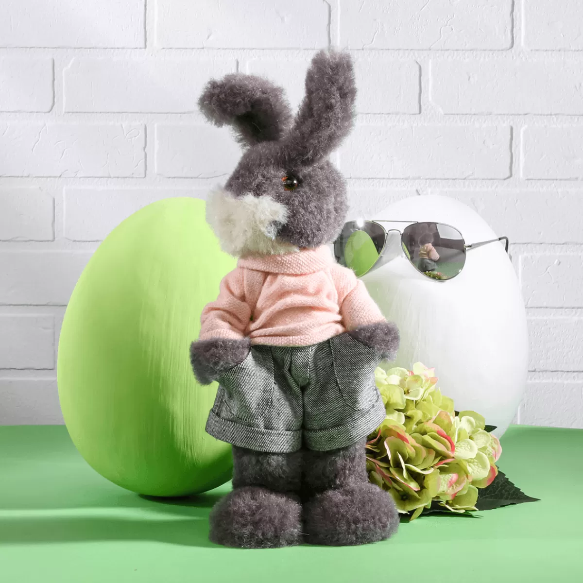 DecoWoerner Lapin De Pâques Décoratif En Peluche 40 Cm De Haut,