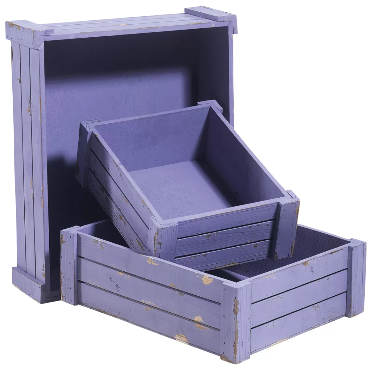 DecoWoerner Lot De Caisses En Bois, Mauves