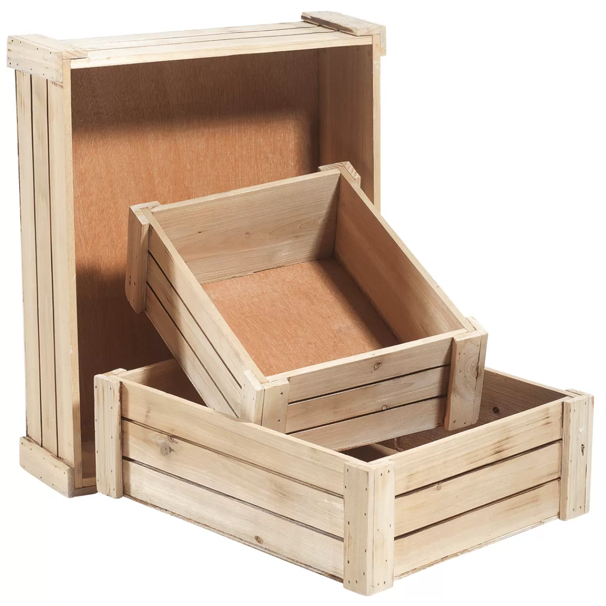 DecoWoerner Lot De Caisses En Bois, Nature