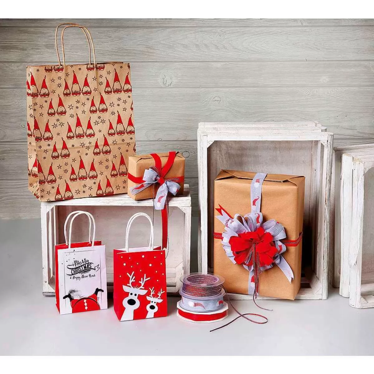 DecoWoerner Lot De Sacs Cadeaux Christmas 11 X 15 Cm