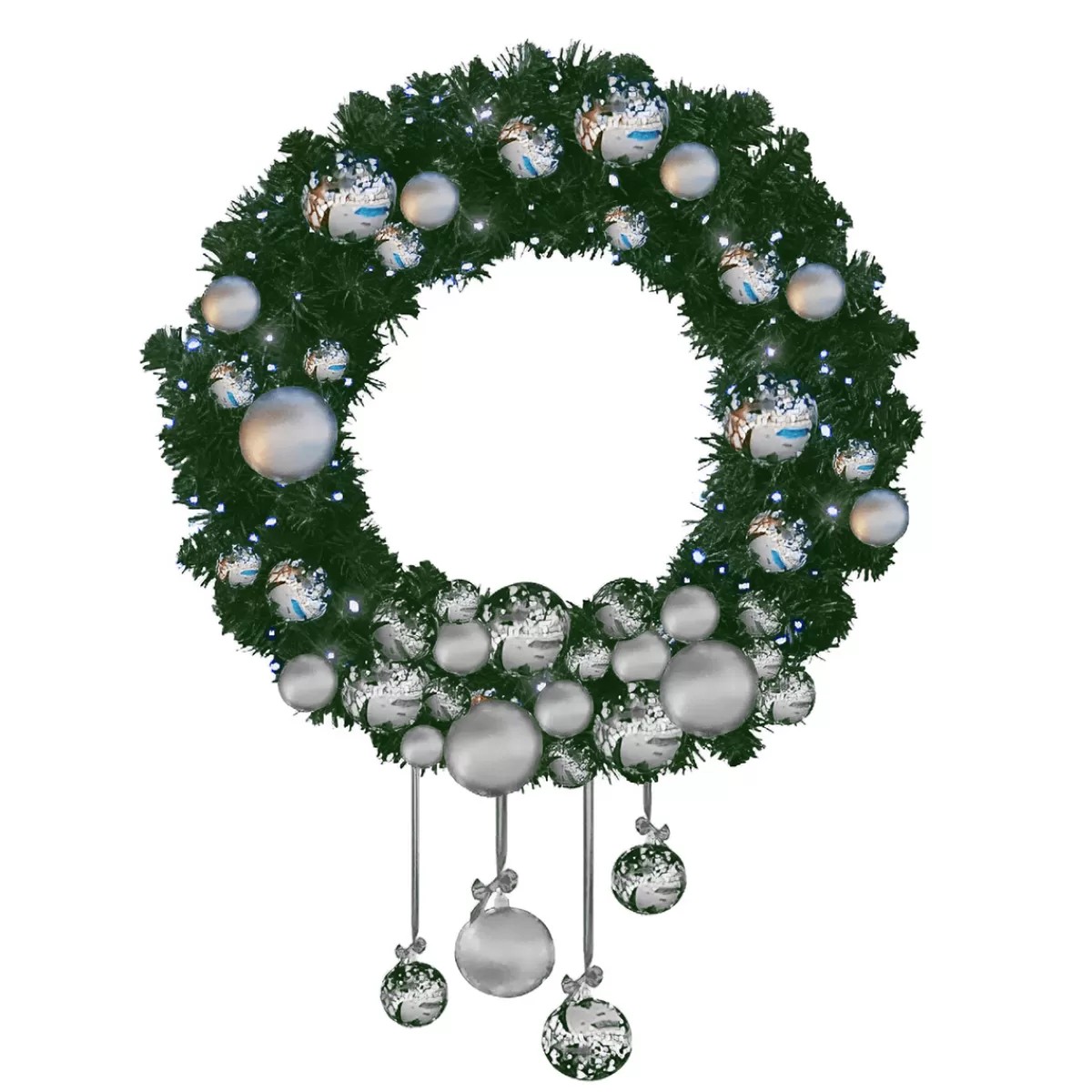 DecoWoerner Luvi Couronne Avec Boules Et LED Froid 120 Cm Ø