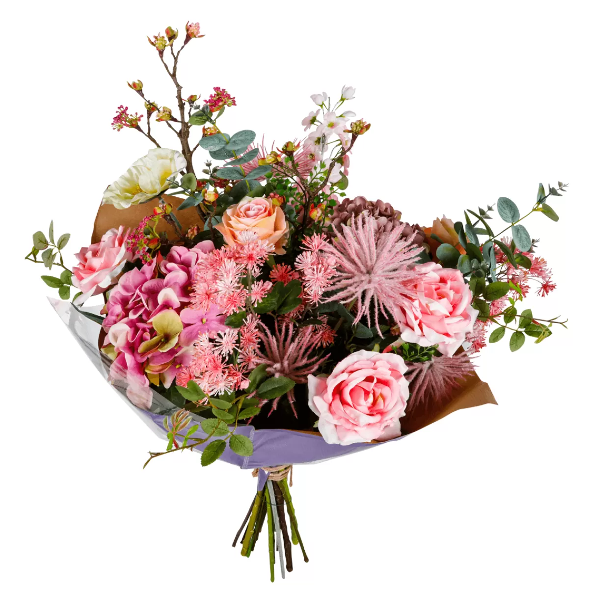 DecoWoerner Mélange De Bouquet Artificiel Avec s, Hortensias Et Fleurs Des Champs s 75 Cm