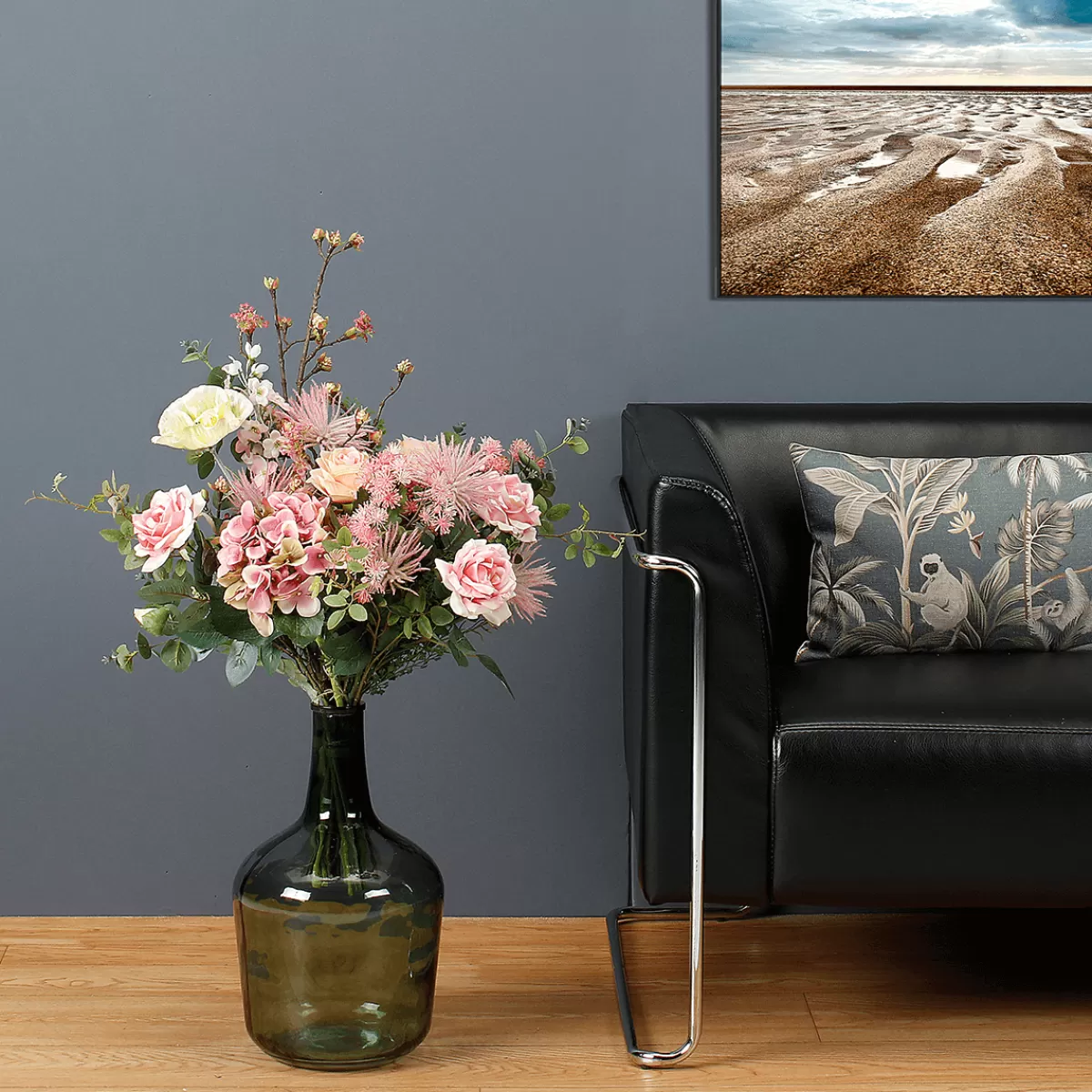 DecoWoerner Mélange De Bouquet Artificiel Avec s, Hortensias Et Fleurs Des Champs s 75 Cm