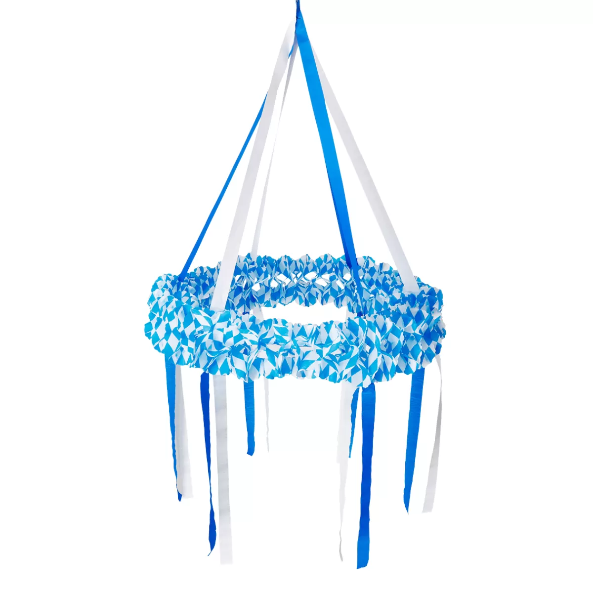 DecoWoerner Oktoberfest Couronne Décorative Avec 6 Rubans Blanc 75 Cm Ø X 120 Cm De Haut