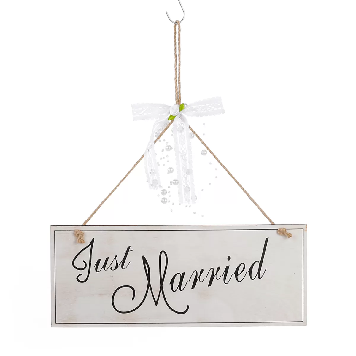 DecoWoerner Panneau Décoratif "Just Married" 12 X 30 Cm Bois