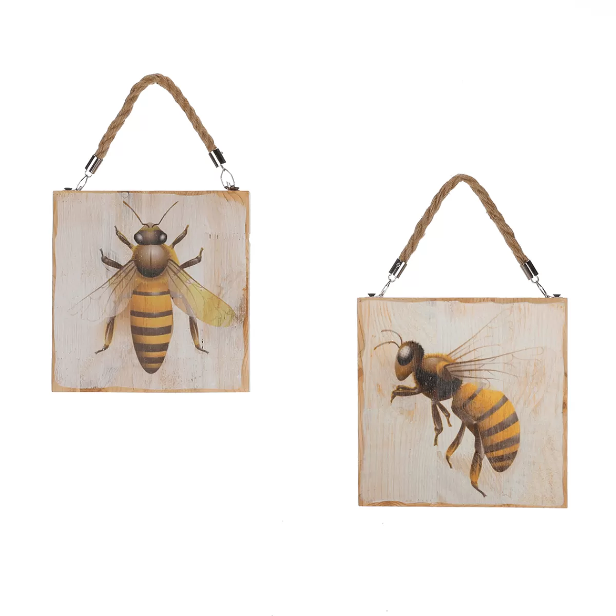 DecoWoerner Panneaux Muraux En Bois Panneaux En Bois Avec Motif D'abeilles 2 Pièces 19 X 19 X 1,7 Cm
