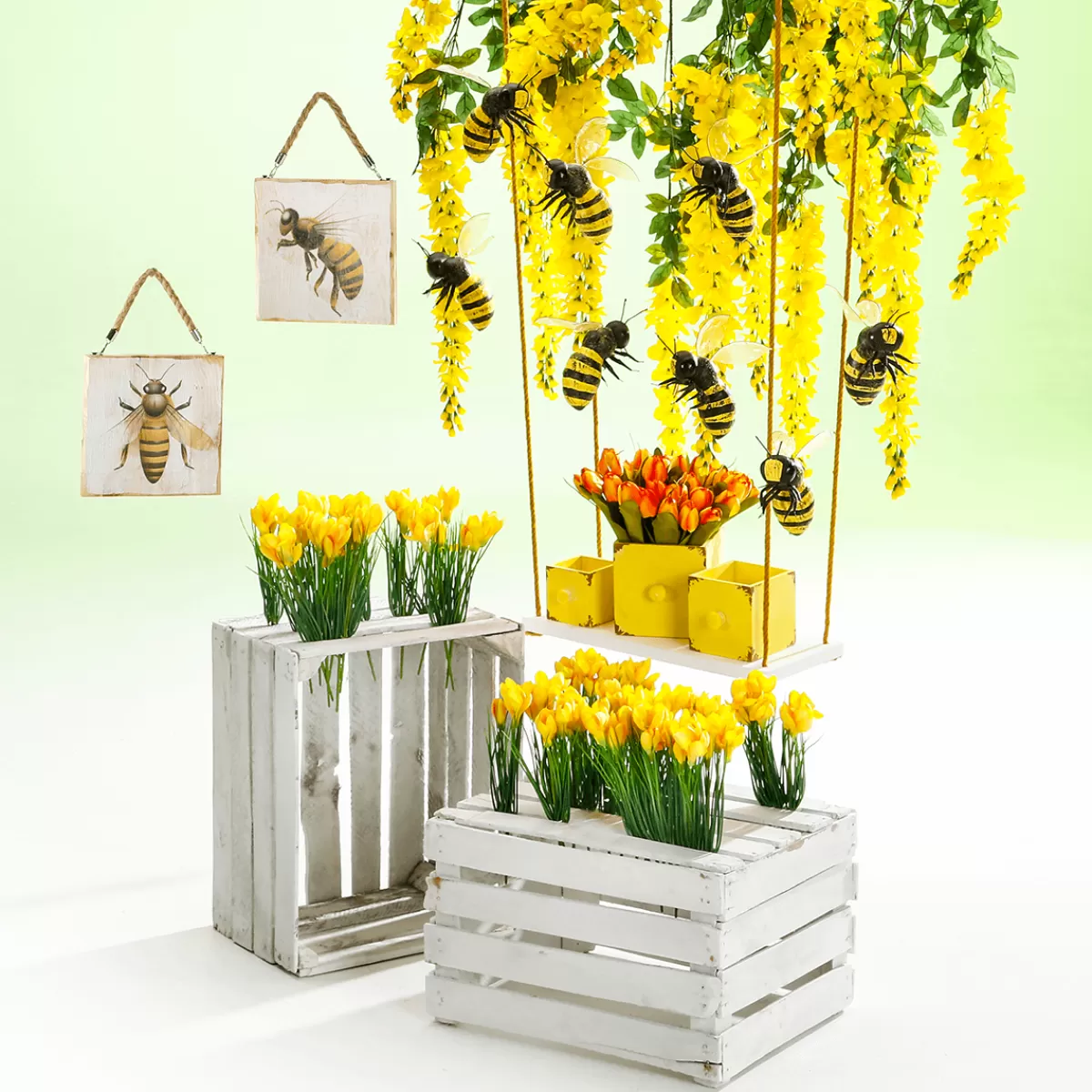 DecoWoerner Panneaux Muraux En Bois Panneaux En Bois Avec Motif D'abeilles 2 Pièces 19 X 19 X 1,7 Cm