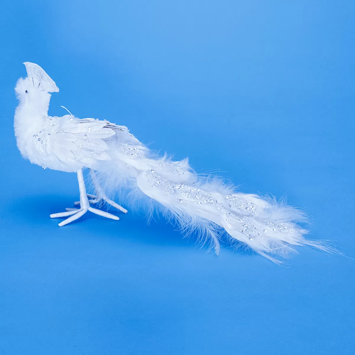 DecoWoerner Paon Déco Oiseau Avec Paillettes 7 X 40 X 20 Cm