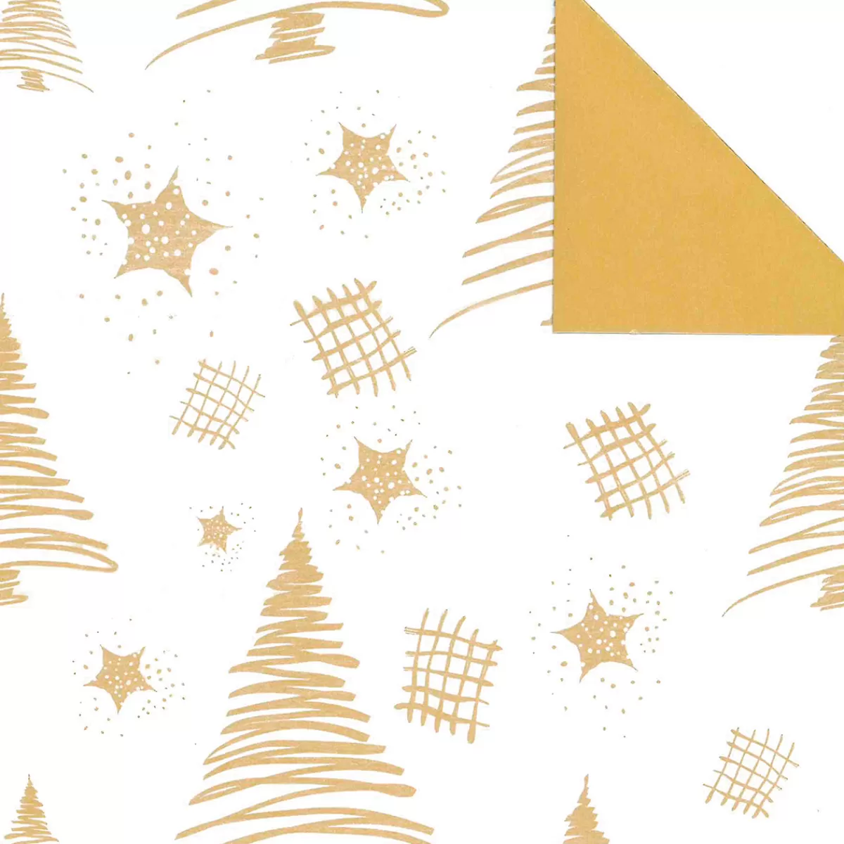 DecoWoerner Papier Cadeau De Noël Durable Double Face Avec Sapins & étoiles Dés - Rouleau De Papier Cadeau De 50 M