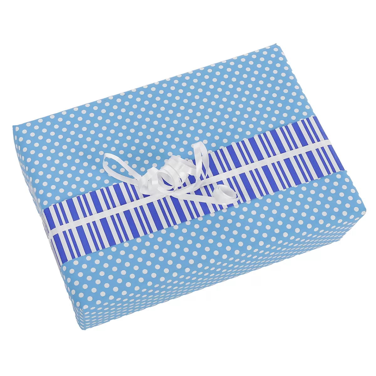 DecoWoerner Papier Cadeau Double Face à Pois & à Rayures D'un Côté 50 M