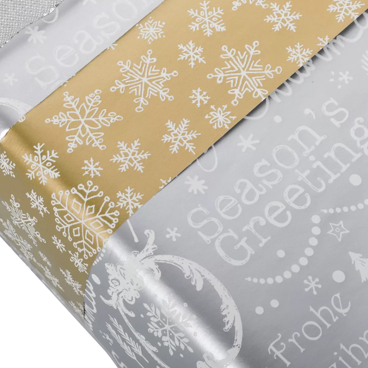 DecoWoerner Papier Cadeau Double Face & Argent Avec Symboles De Noël - 50 M De Papier Cadeau En Rouleau