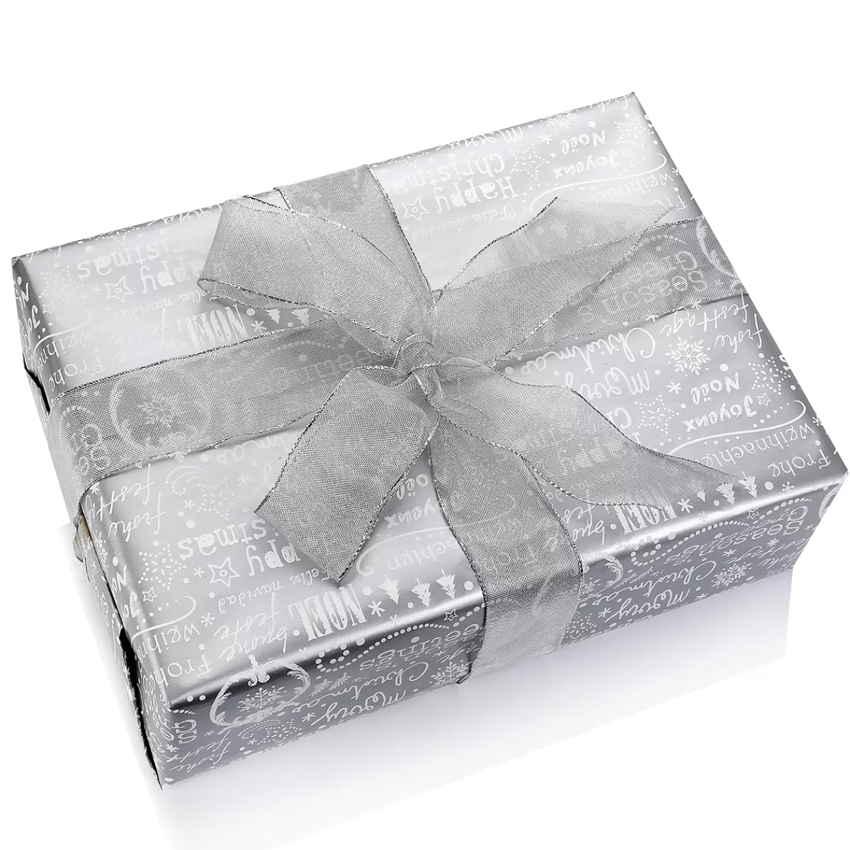 DecoWoerner Papier Cadeau Double Face & Argent Avec Symboles De Noël - 50 M De Papier Cadeau En Rouleau
