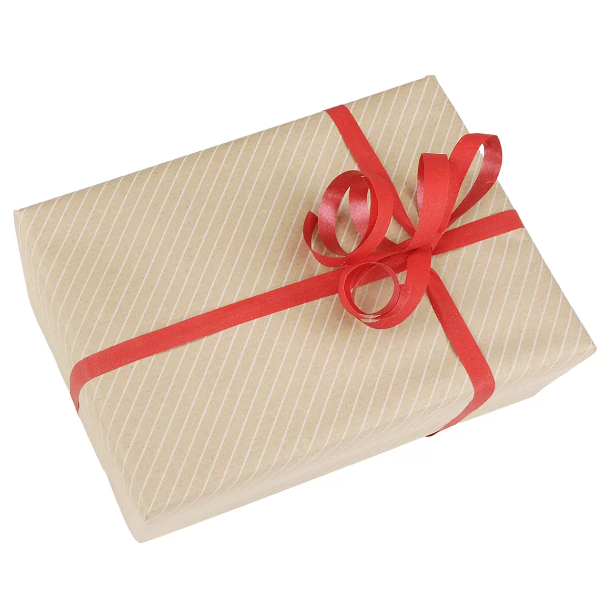 DecoWoerner Papier Cadeau Rayé Brun / Blanc, Largeur 70cm, Rouleau De 40 M