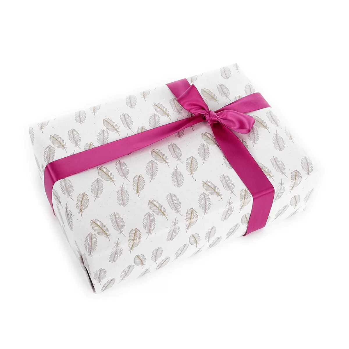 DecoWoerner Papier Kraft écologique De Betterave à Sucre Avec Plumes Roses & Or - Rouleau De 50 M De Papier Cadeau