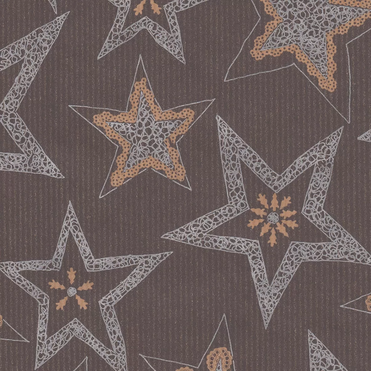 DecoWoerner Papier Kraft Recyclé Brun Foncé Avec étoiles Argentées - Rouleau De 50 M De Papier Cadeau