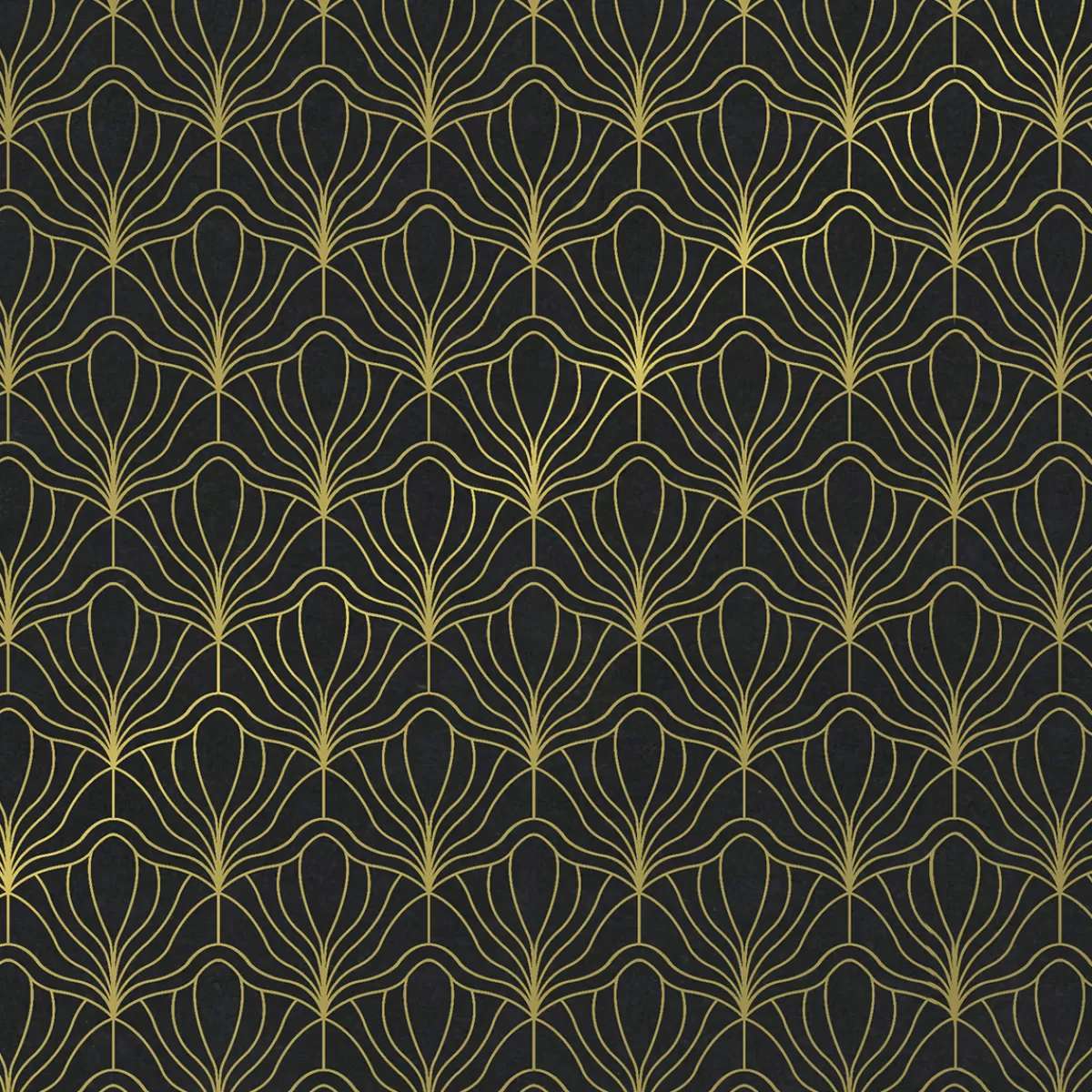 DecoWoerner Papier Kraft Recyclé Avec Motif D'éventail Doré - Rouleau De 50 M De Papier Cadeau