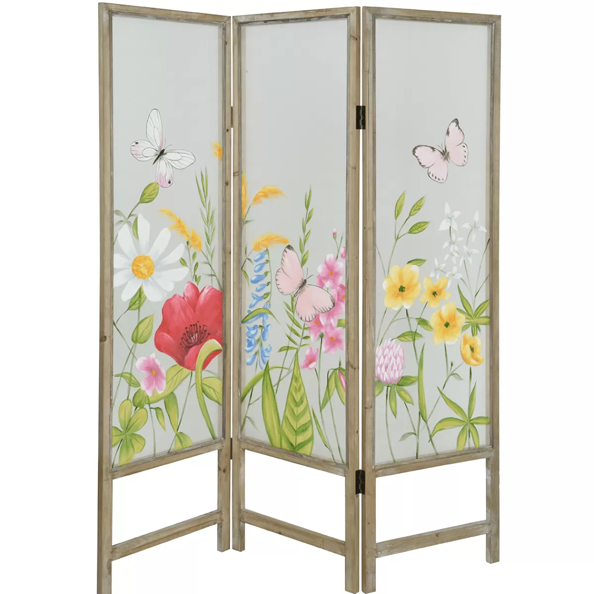 DecoWoerner Paravent En Bois Et Toile Mousseline, 180 Cm De Haut