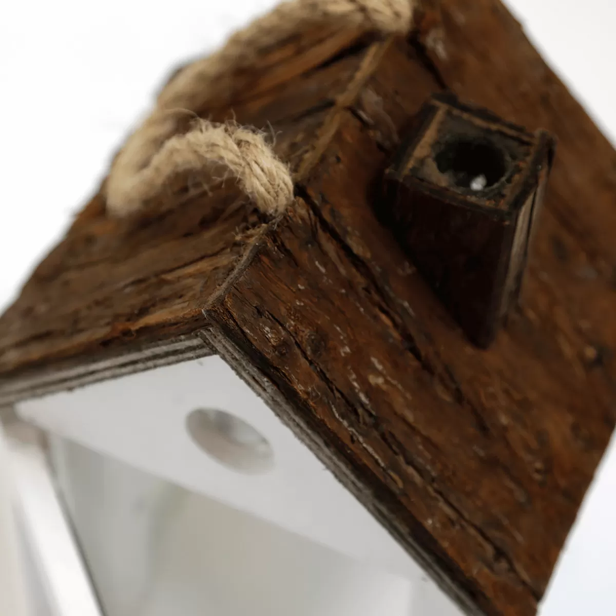 DecoWoerner Photophore Lanterne Maisons En Bois Set 3 Pièces Marron