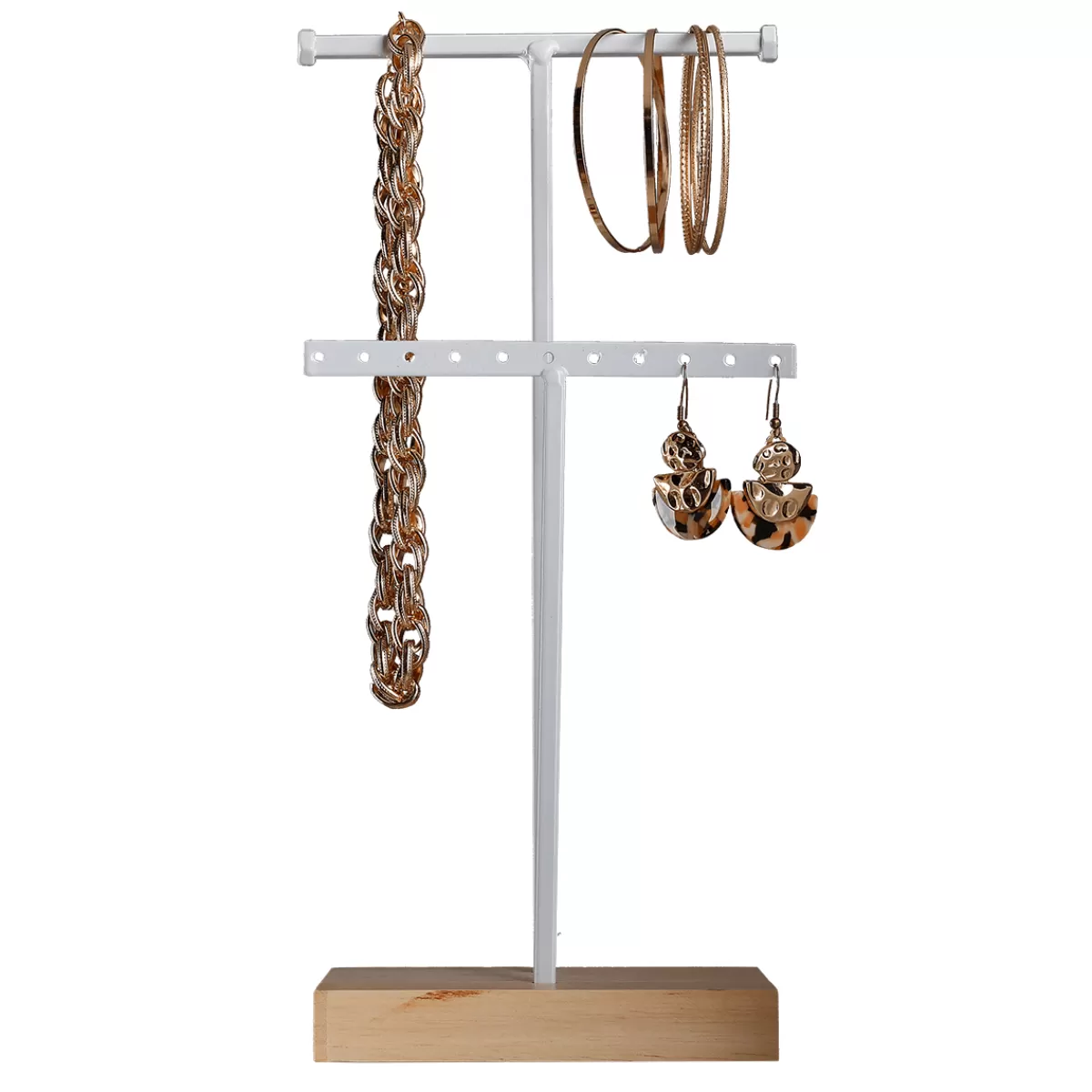 DecoWoerner Porte Bijoux, Portant En T 2 Parties, Haut. 32 Cm