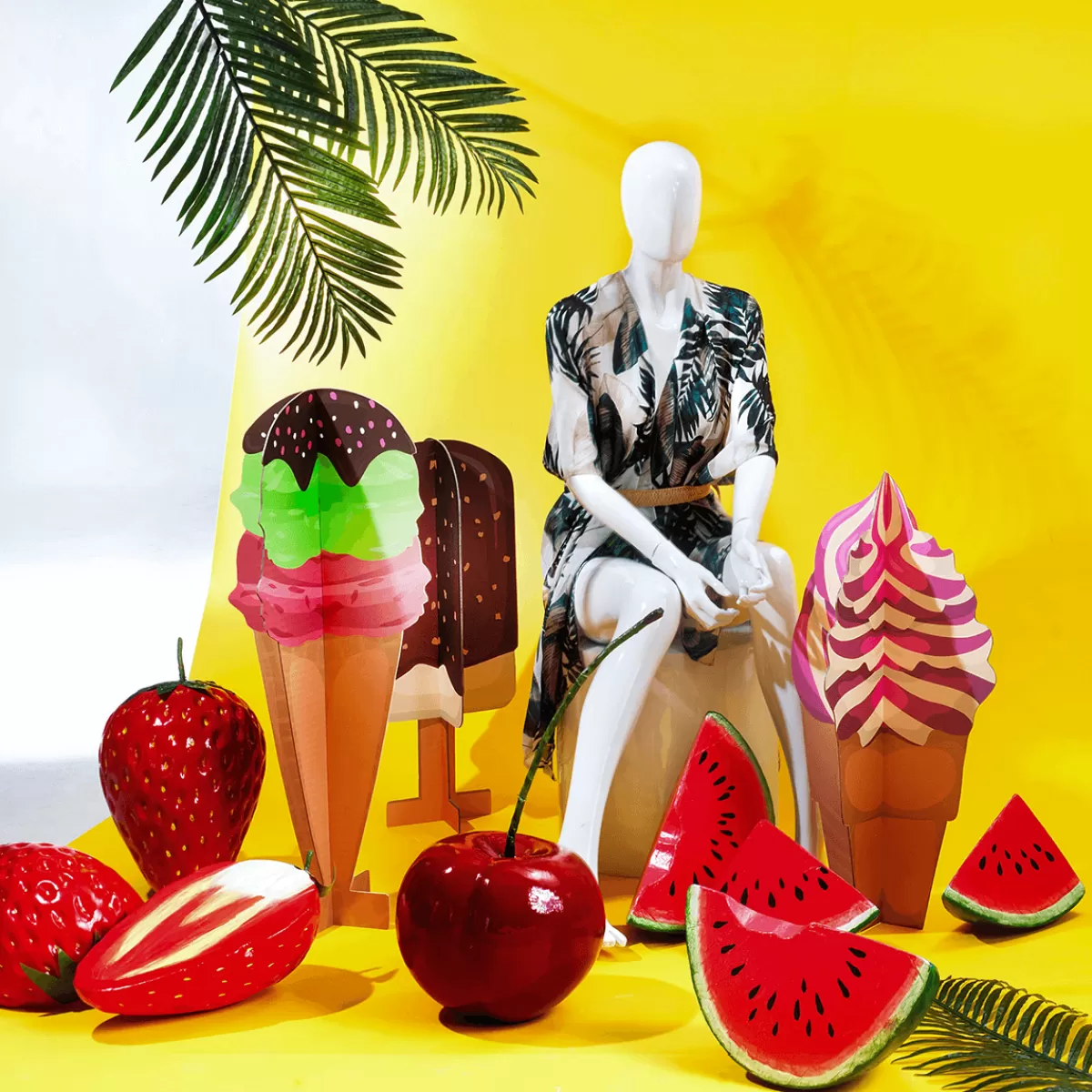 DecoWoerner Présentoir Déco Cornet De Glace, Haut. 90 Cm