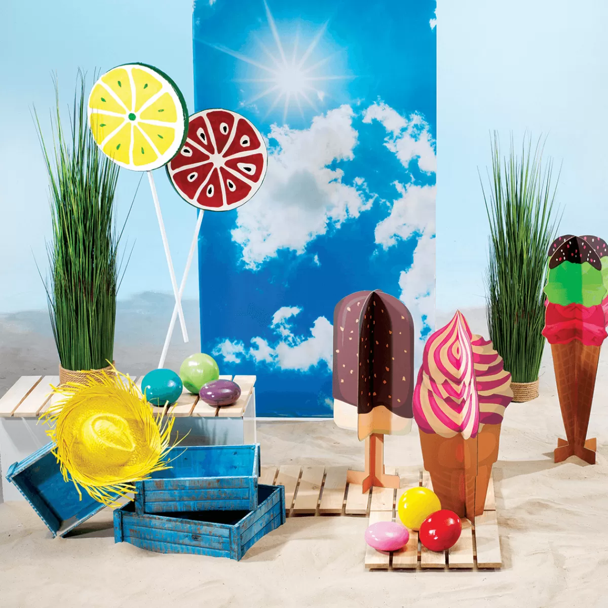 DecoWoerner Présentoir Déco Cornet De Glace, Haut. 90 Cm