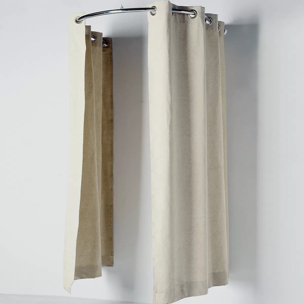 DecoWoerner Rideau De Cabine En Demi-cercle, Longueur 200 Cm, Beige