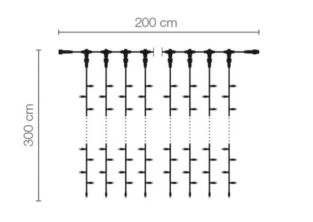 DecoWoerner Rideau Lumineux LED Professionnel Système IP67, 300 Cm Sans Câble D'alimentation,