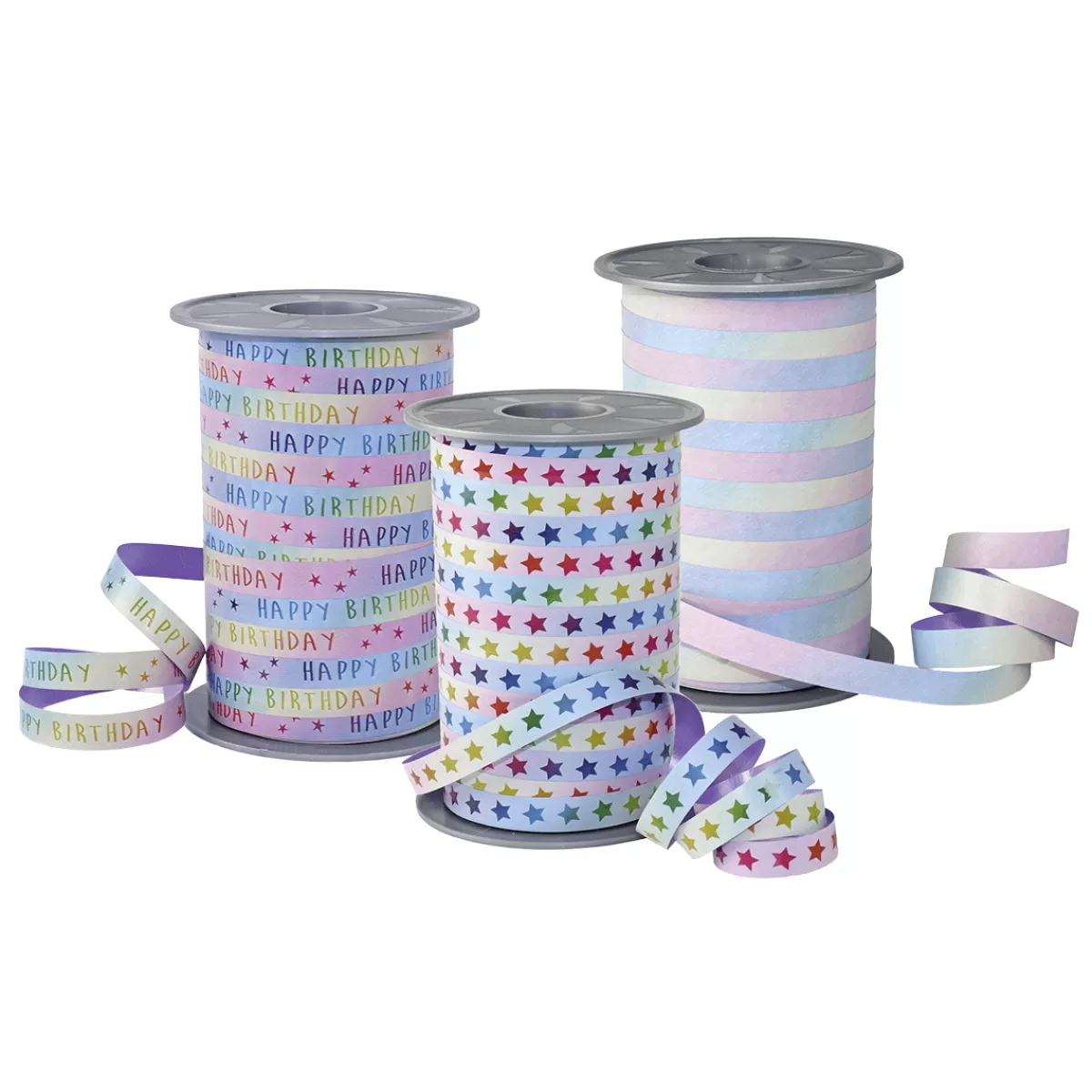 DecoWoerner Ruban à Anneaux Rainbow Star , 10mm, 200 M