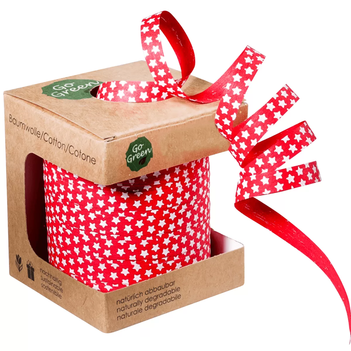 DecoWoerner Ruban écologique à Anneaux Avec Motif D'étoiles 10 Mm 100 M