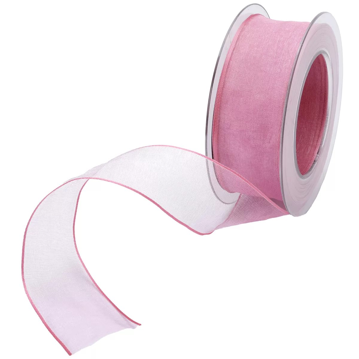 DecoWoerner Ruban En Crêpe De Chine Avec Fil De Fer Pink Larg. 40 Mm
