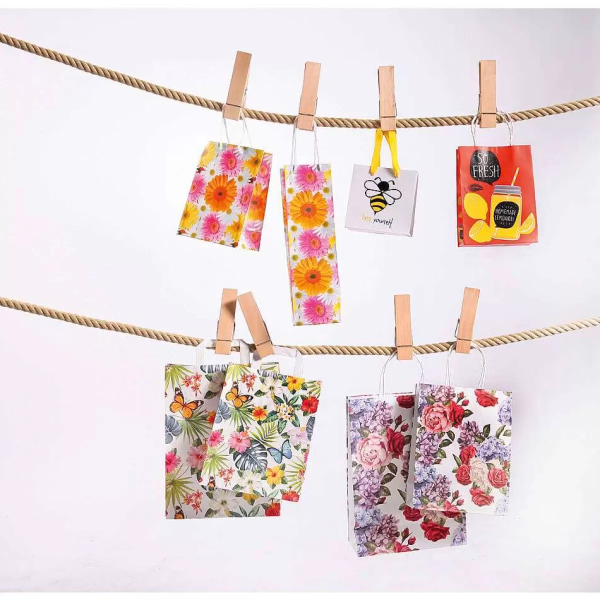 DecoWoerner Sac En Papier Kraft "Tropical" 28 X 22 X 10 Cm