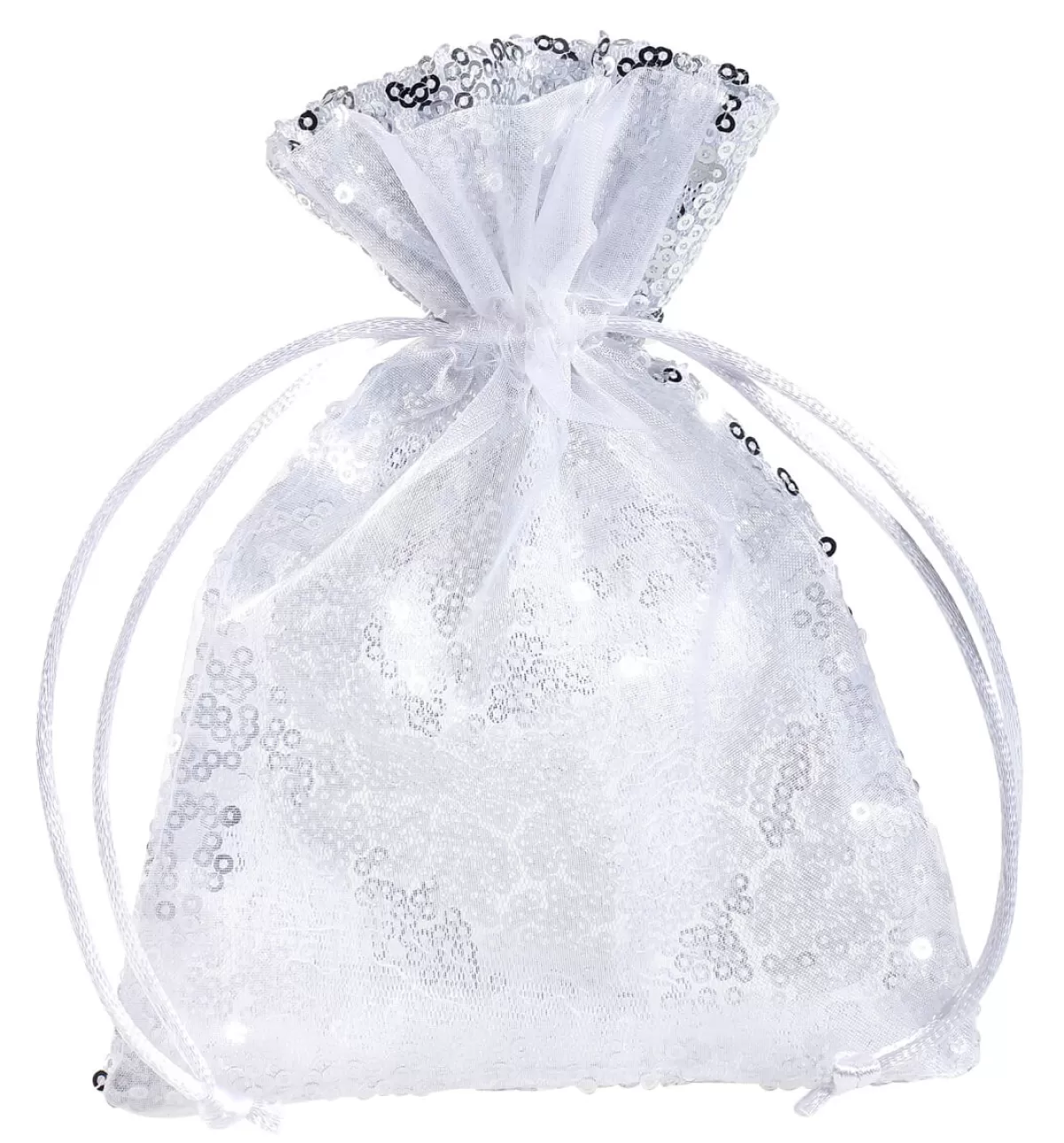 DecoWoerner Sachet En Organza à Paillettes 18 Cm, 10 Pces,