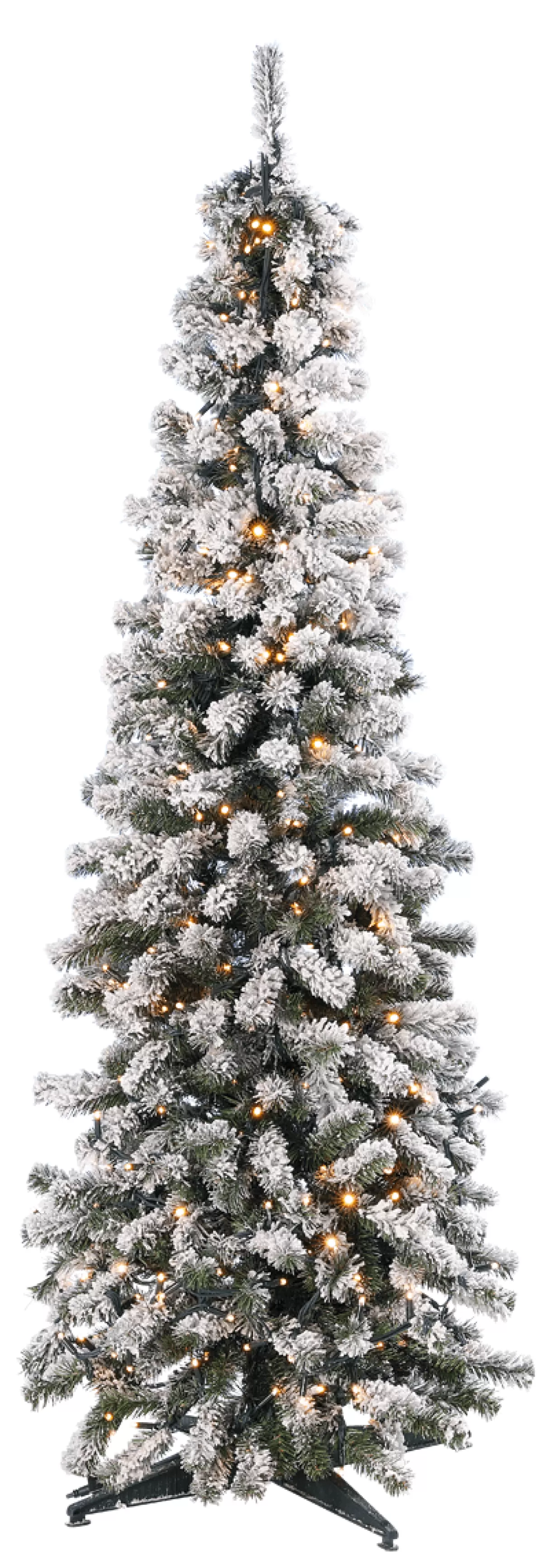 DecoWoerner Sapin Artificiel étroit, Enneigé Avec LED 150 Cm