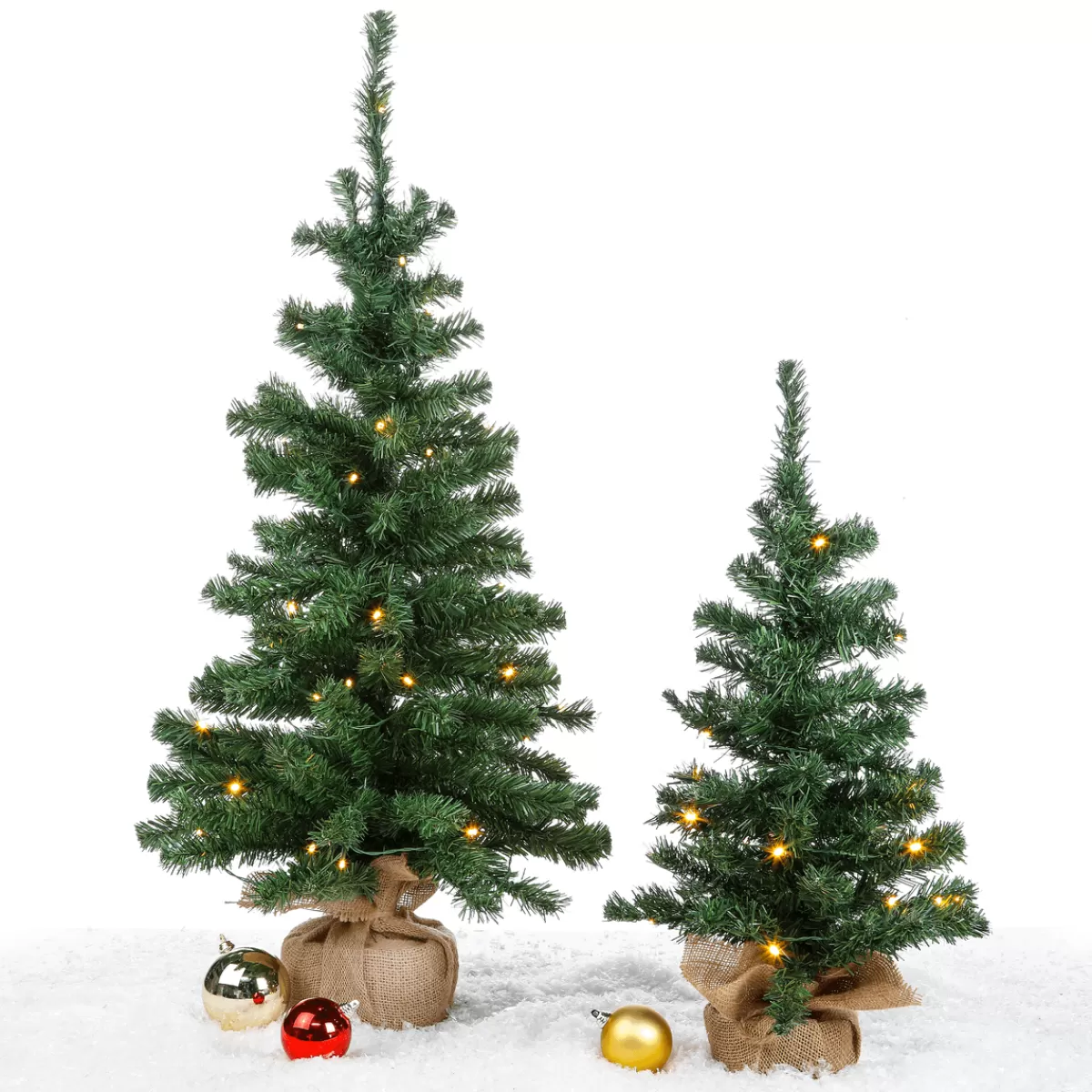 DecoWoerner Sapin Décoratif Avec LED Et Sac En Jute 75 Cm