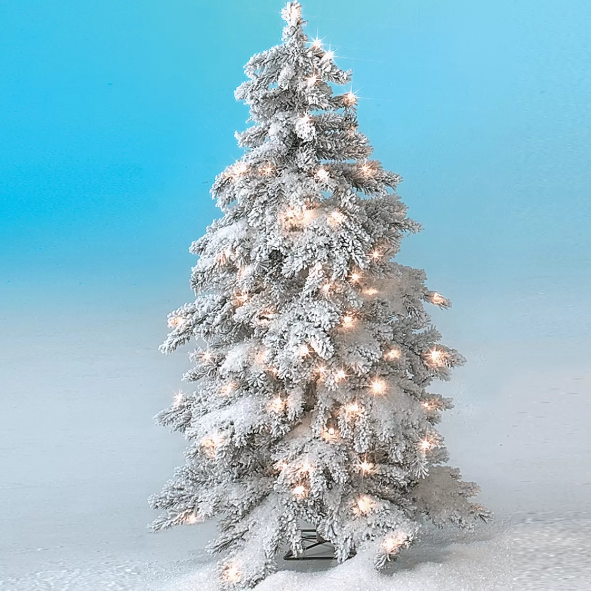 DecoWoerner Sapin D'hiver, Sapin Artificiel En Luvi Enneigé Avec Lumière LED, 210 Cm