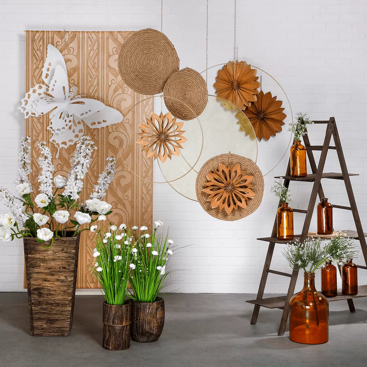 DecoWoerner Set De Bacs à Plantes En Fibre De Verre , Imitation Bois 50, 65, 75 Cm De Haut