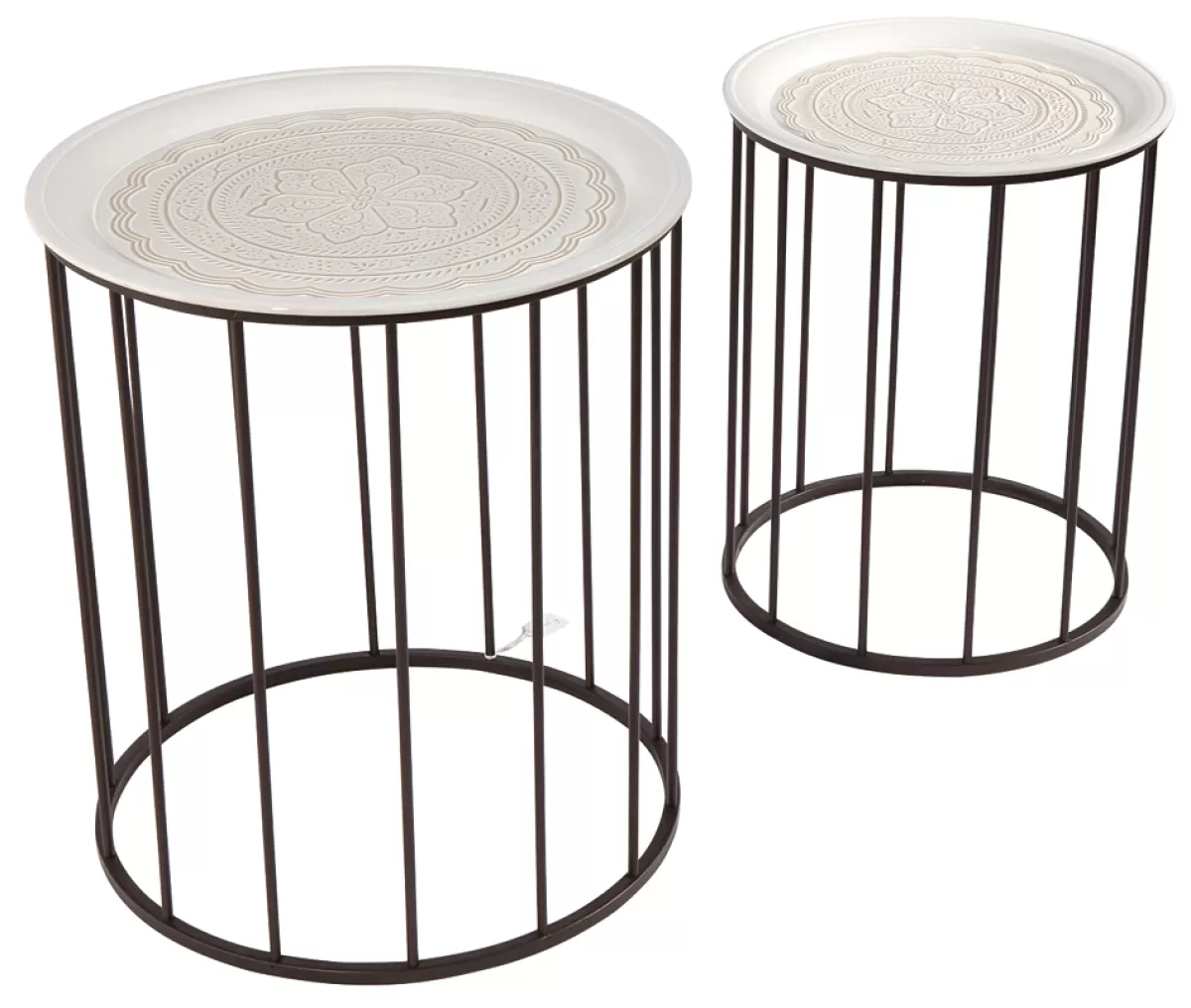 DecoWoerner Set De Table D'appoint Blanc Rond En Métal