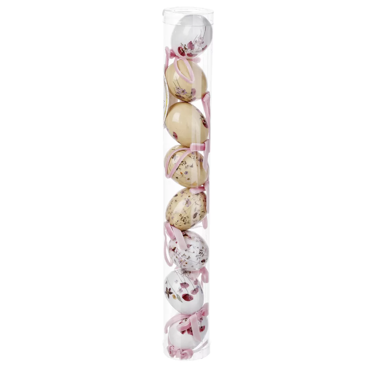 DecoWoerner Set D'oeufs De Pâques à Suspendre En Mousse, Avec Motif Floral Et Noeud 8pcs.