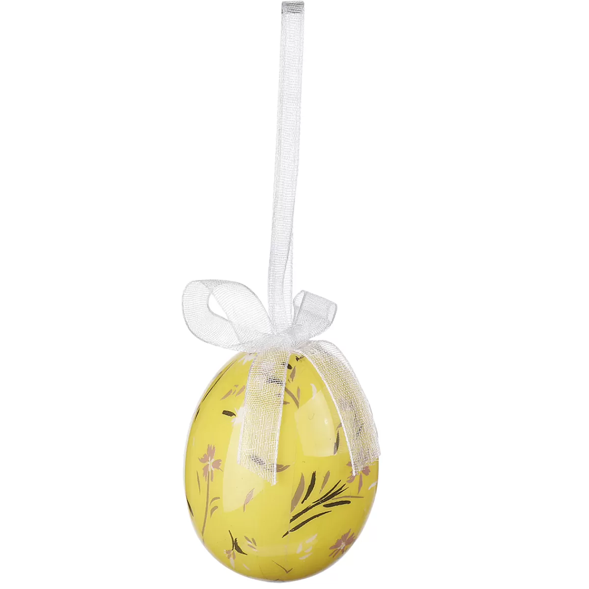 DecoWoerner Set D'oeufs De Pâques à Suspendre En Mousse, Jaune Avec Motif De Lapin Et Noeud 8pcs.