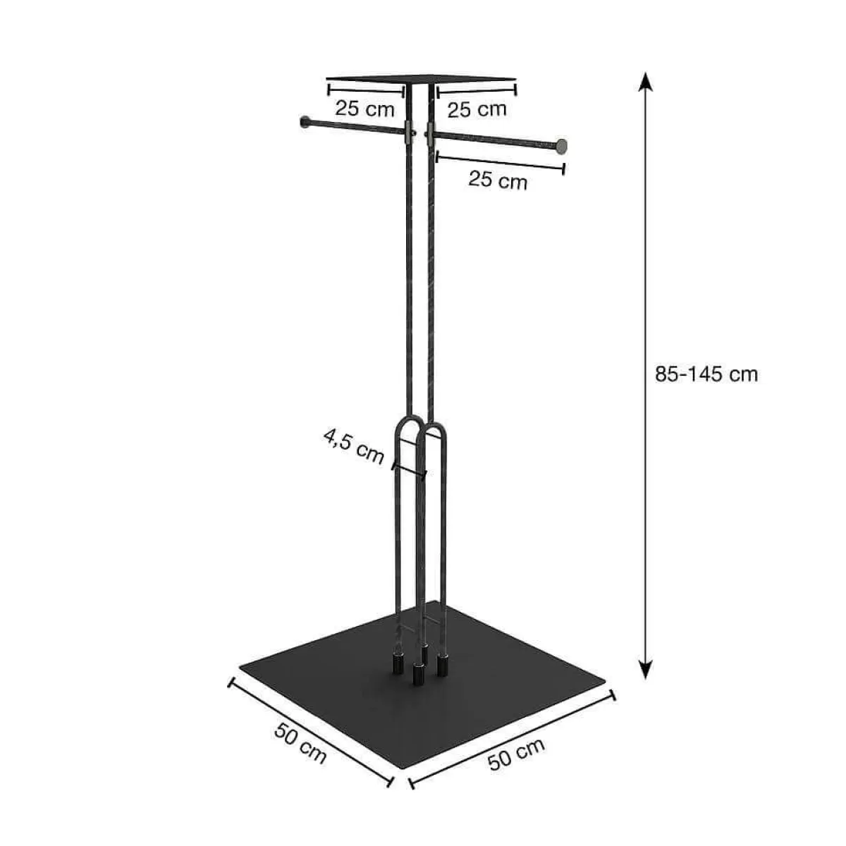 DecoWoerner Support Suspendu à Deux Bras LOFT, 85 - 145 Cm