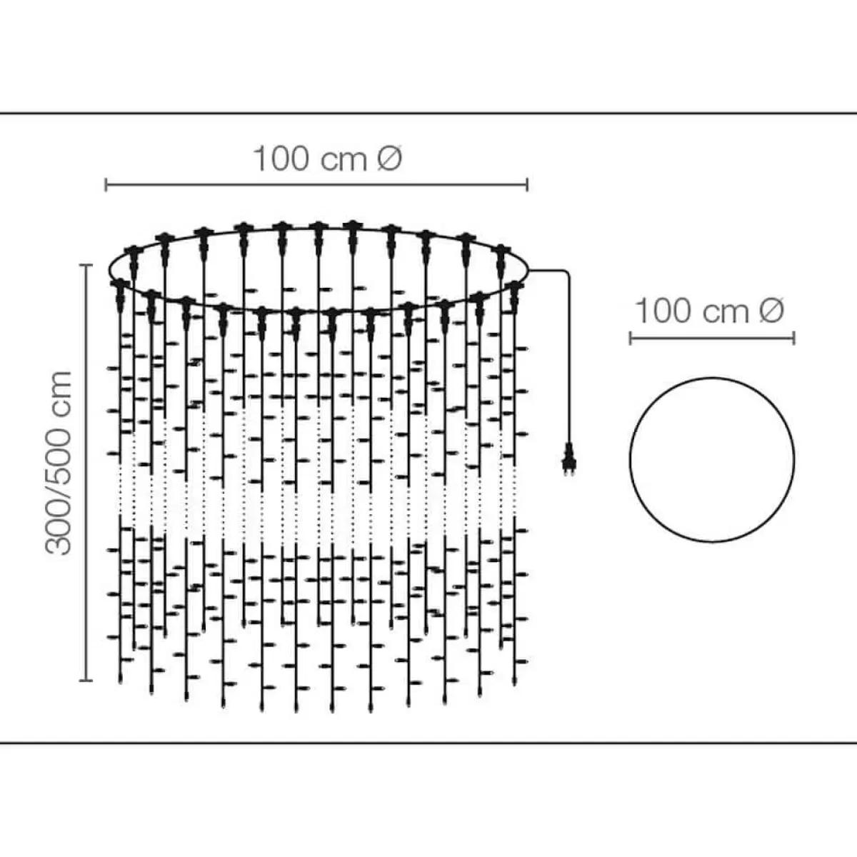 DecoWoerner Suspension Chaîne Lumineuse à LED 24V Pour L’int., 720 LED, 300 X 100 Cm