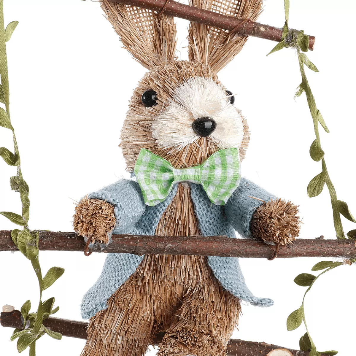 DecoWoerner Suspension Décorative "Lapins Sur échelle En Bois", 120 Cm De Long