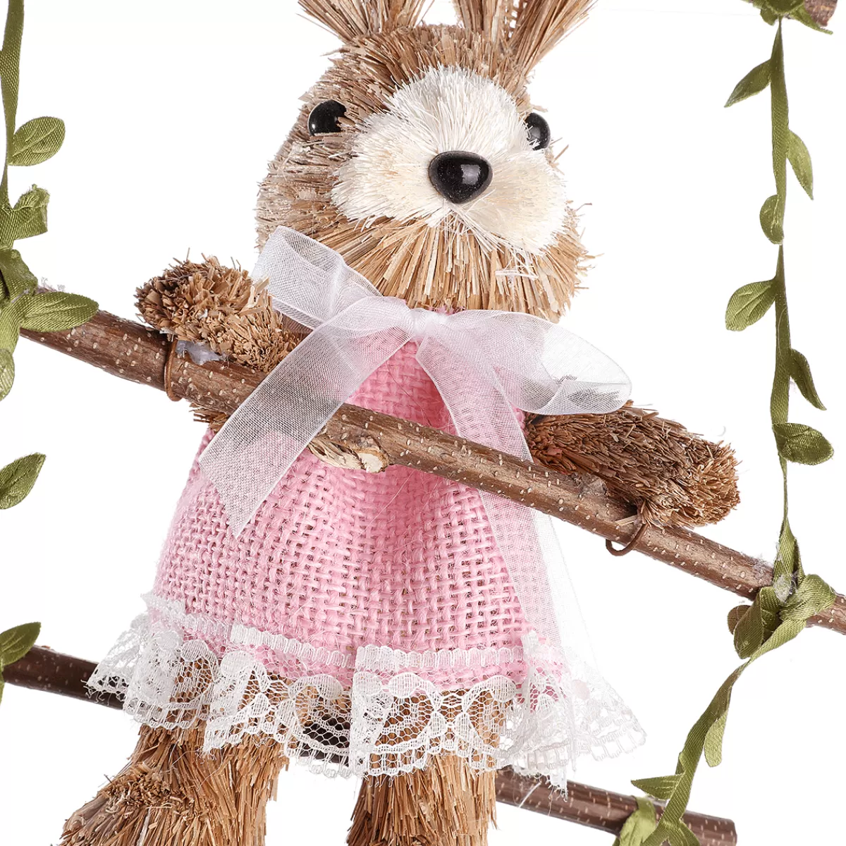 DecoWoerner Suspension Décorative "Lapins Sur échelle En Bois", 120 Cm De Long