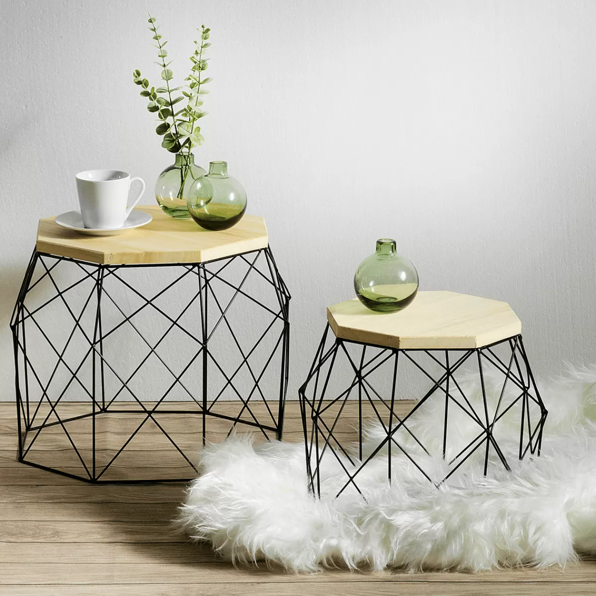 DecoWoerner Table D'appoint "Hexagone" Lot De 2