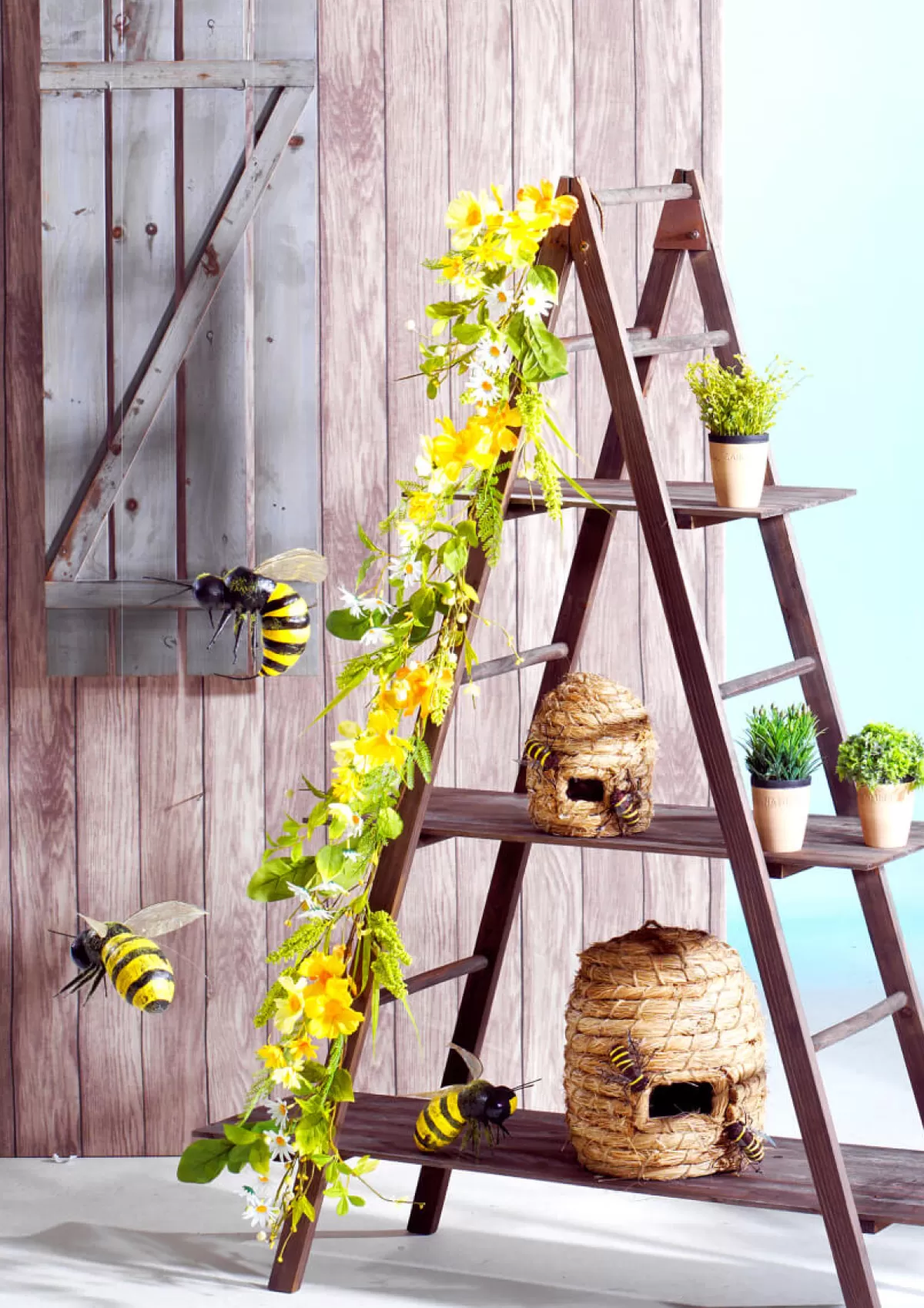 DecoWoerner Étagère-échelle Vintage Brune, Haut. 150 Cm