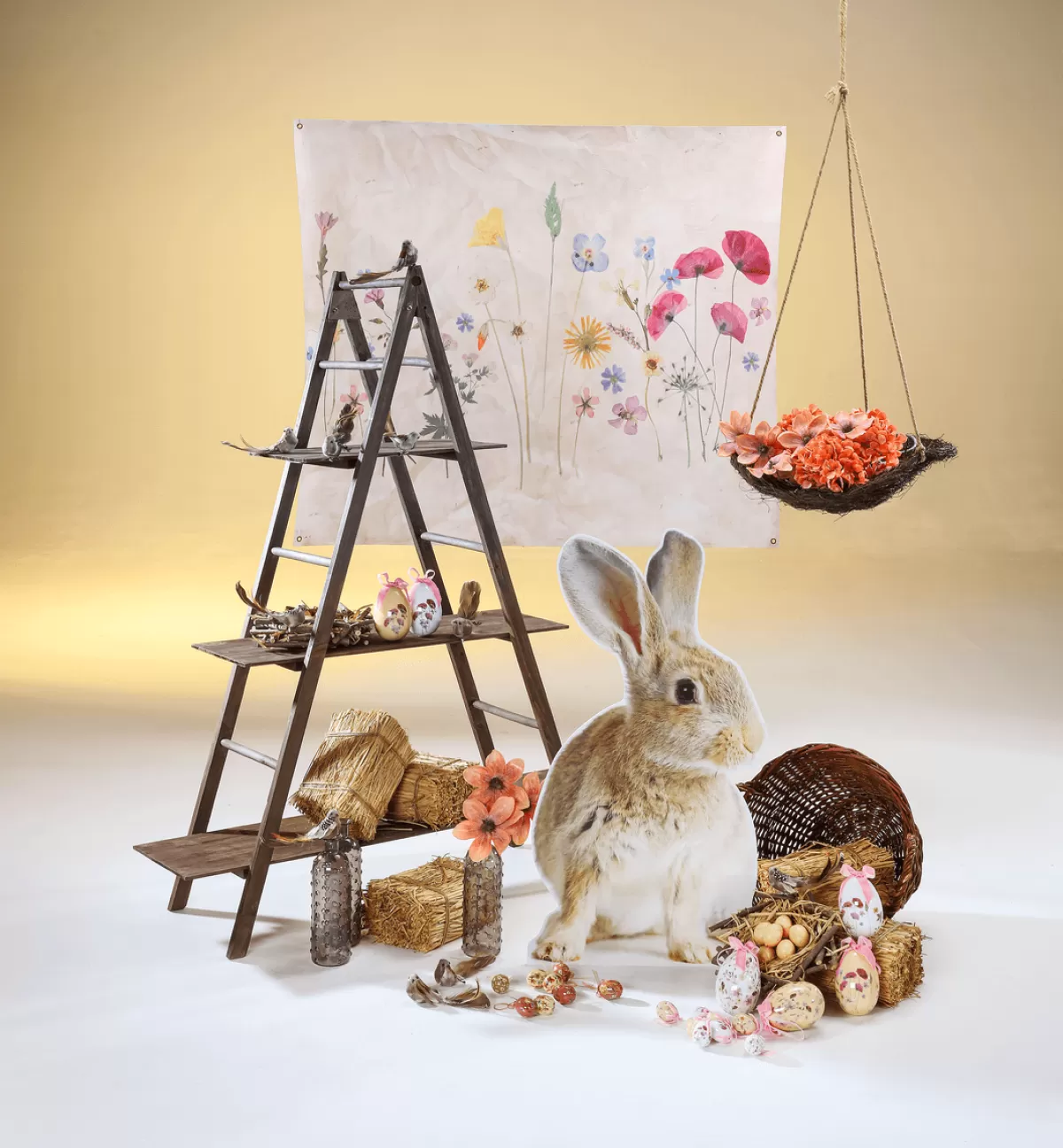 DecoWoerner Étagère-échelle Vintage Brune, Haut. 150 Cm