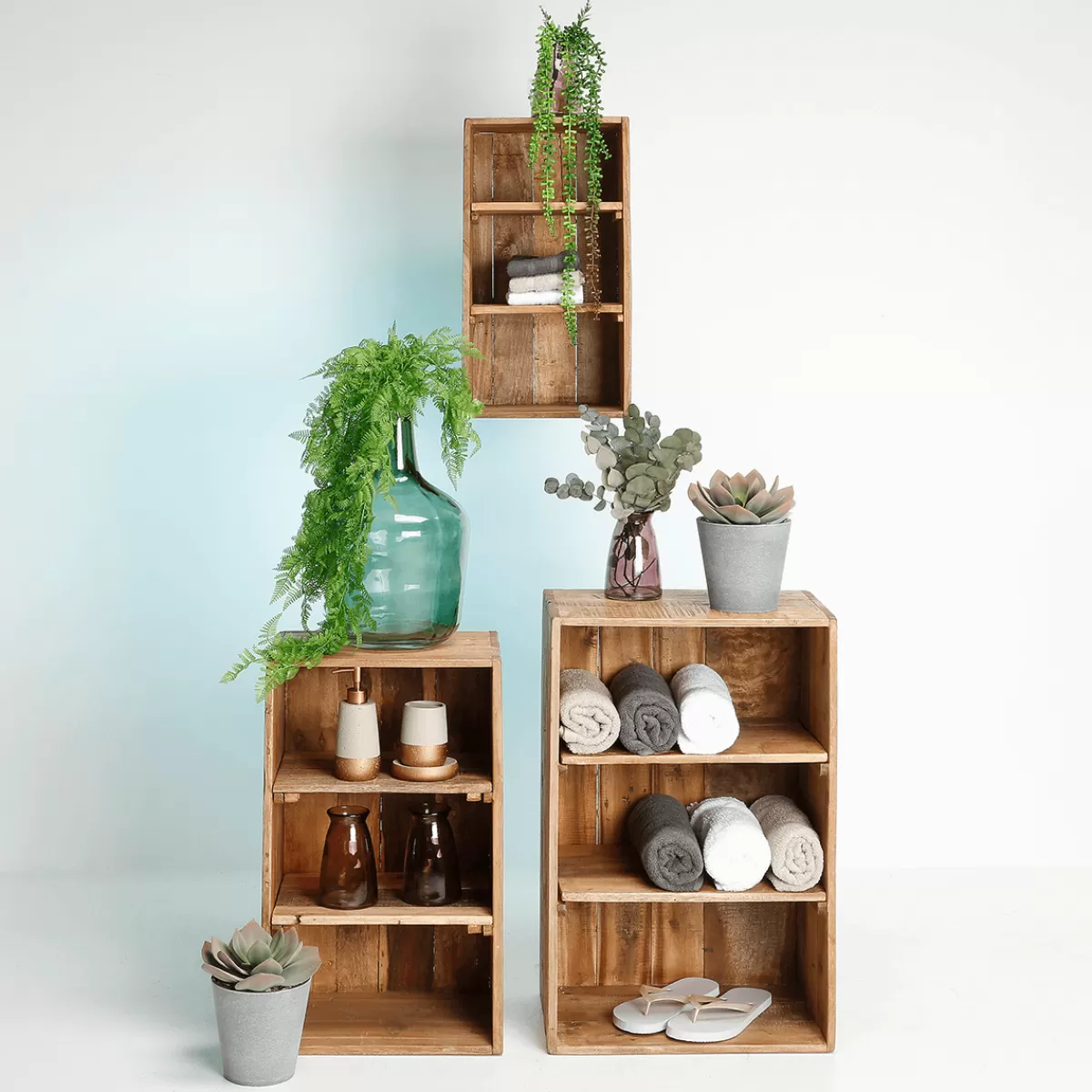 DecoWoerner Étagères Décoratives En Bois 3 Pièces, 50 Cm, 65 Cm, 70 Cm De Haut