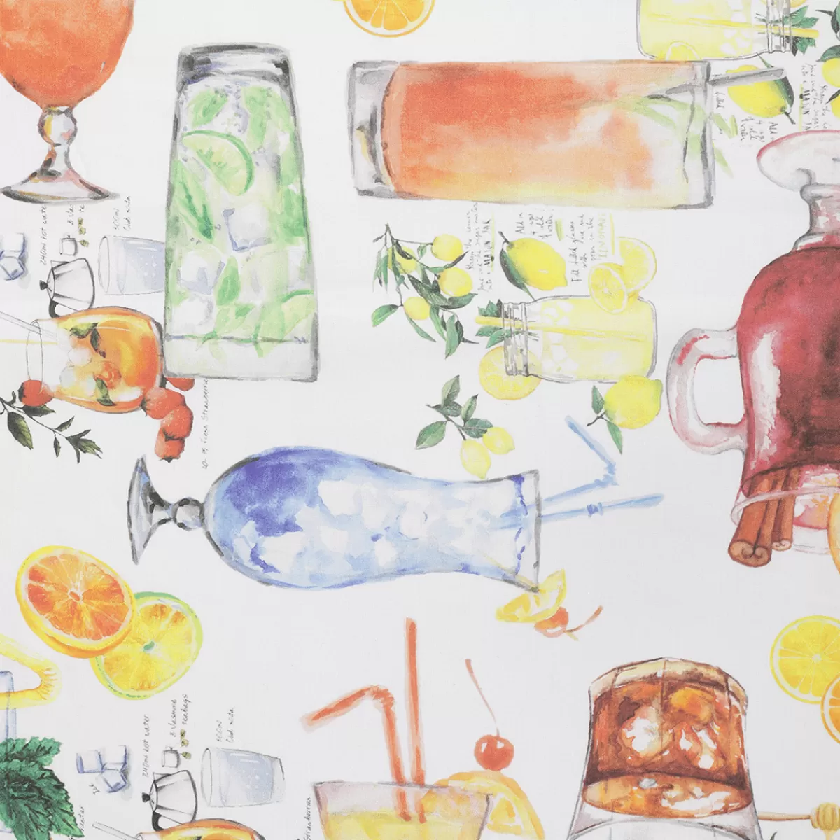 DecoWoerner Tissu Décoratif à Motif Cocktail, Largeur 150 Cm