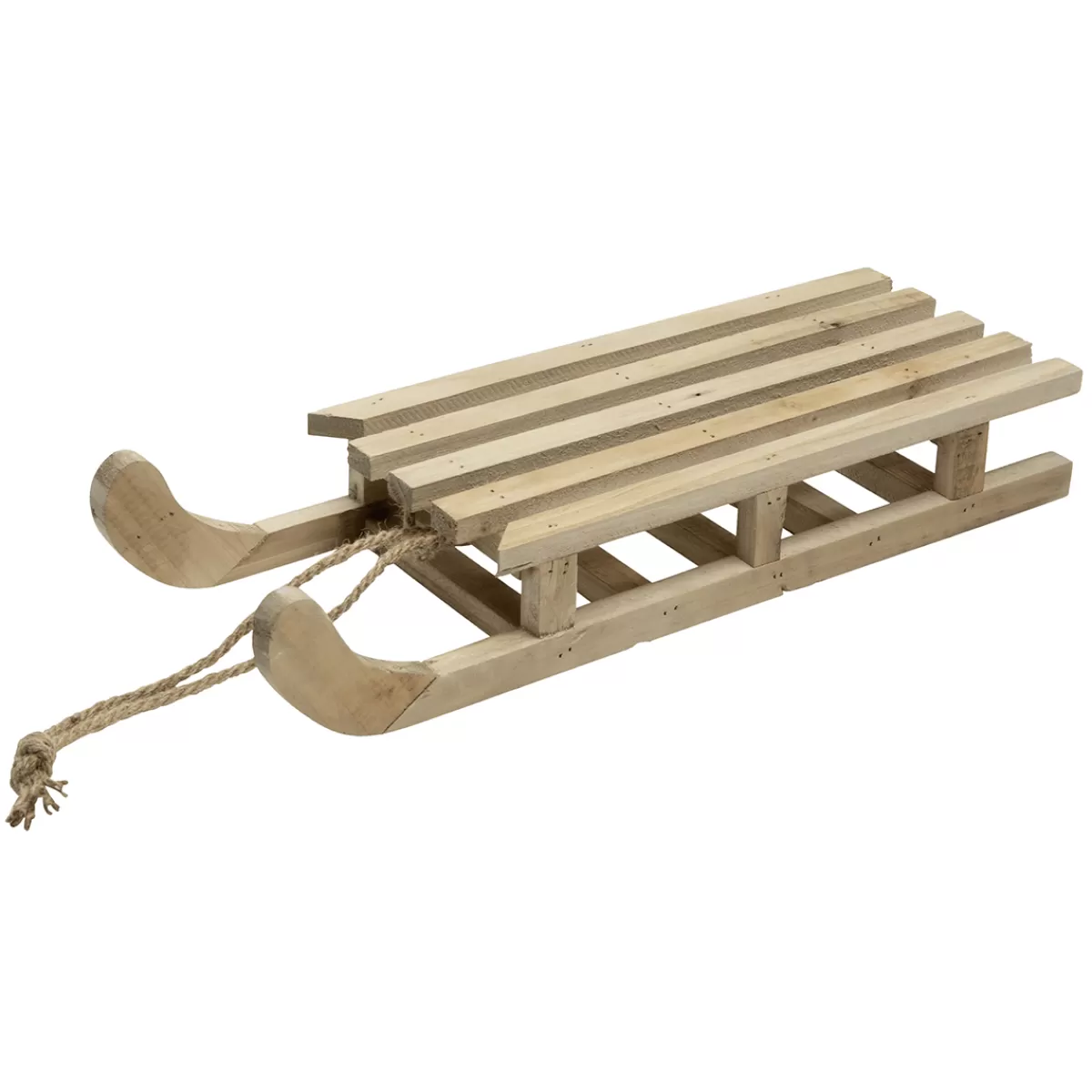 DecoWoerner Traîneau En Bois Décoratif Avec Cordon, Naturel